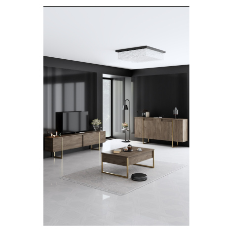 Kalune Design Sada nábytku do obývacího pokoje Luxe ořech/zlatá