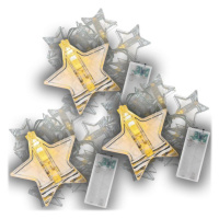 Nexos Vánoční světelný řetěz hvězdy, sada 3 ks, teple bílá, 10 LED