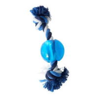 Hračka pes Buster Strong Ball s provazem světle modrá XS