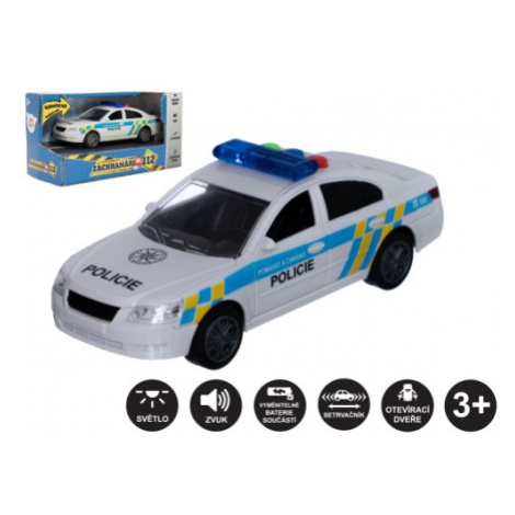 Auto policie plast 15 cm na baterie se zvukem, světlem a na setrvačník Teddies