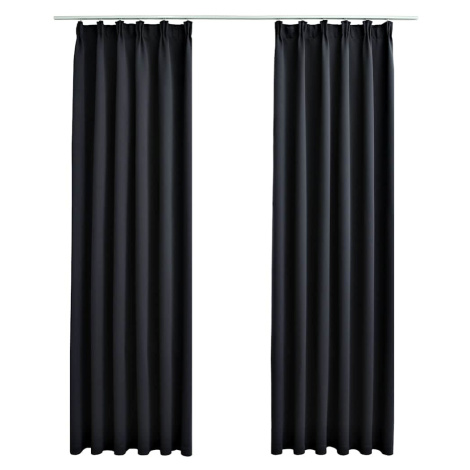 vidaXL Zatemňovací závěsy s háčky 2 ks černé 140 x 245 cm