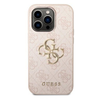 Guess PU 4G Metal Logo Zadní Kryt pro iPhone 14 Pro Max Pink