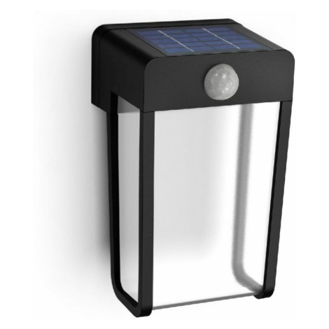 Philips Shroud solární venkovní nástěnné LED svítidlo se senzorem 2,3W 2700K, černá