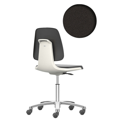 bimos Pracovní otočná židle LABSIT, pět noh s kolečky, sedák s textilním potahem, bílá barva