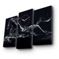 Hanah Home Obrazové nástěnné hodiny Kůň 66x45 cm černo-bílé