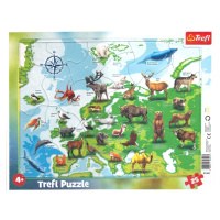 Puzzle Mapa Evropy se zvířátky