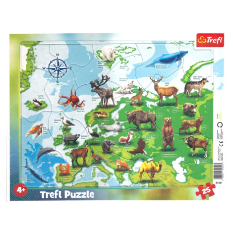 Puzzle Mapa Evropy se zvířátky Trefl