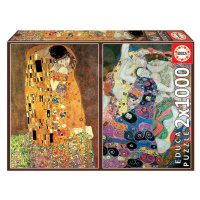 Puzzle El Beso+La Virgen Gustav Klimt Educa 2 x 1000 dílů a Fix lepidlo od 11 let