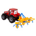 mamido  Traktor s třecím pohonem a se shrnovačem sena červený