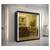 Šatní skříň Abi Golden T3 Barva korpusu: Černá, Rozměry: 180 cm, Dveře: Bílý Marmur + zlaté zrca