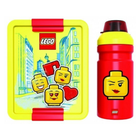 LEGO® ICONIC Girl svačinový set (láhev a box) - žlutá / červená