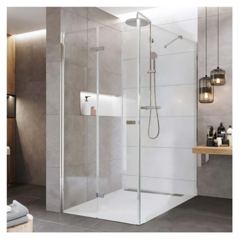 Mereo Sprchový kout, Novea, obdélník, zalamovací, 80x100 cm, chrom ALU, sklo Čiré, dveře levé a 