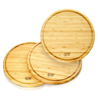 Klarstein Bambusové snídaňové desky, 3dílná sada, kulaté, 25 x 1,6 cm (ØxV), snadná údržba