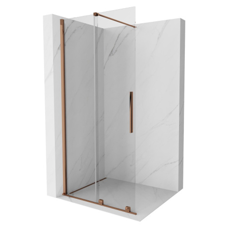 MEXEN/S Velar posuvné sprchové dveře Walk-in 70 cm, transparent, růžové zlato 871-070-000-03-60