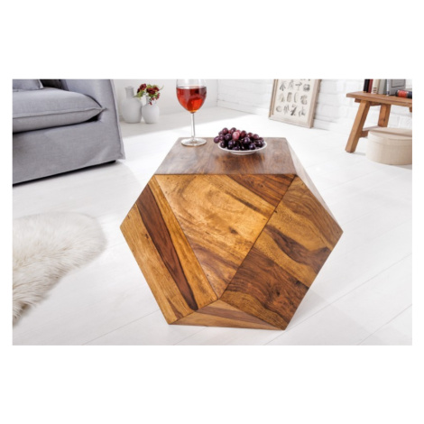 Estila Stylový masivní konferenční stolek Ronan ve tvaru diamantu z palisandrového dřeva hnědé b