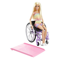 Mattel barbie modelka na invalidním vozíku v kostkovaném overalu, hjt13