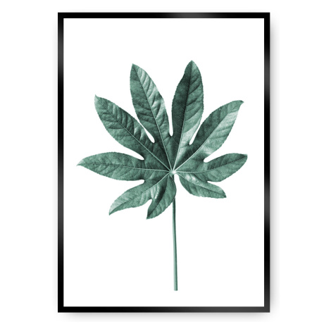 Dekoria Plakát  Leaf Emerald Green, 21 x 30 cm, Ramka: Czarna