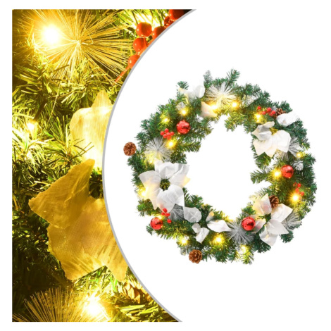 vidaXL Vánoční věnec s LED diodami zelený 60 cm PVC