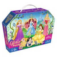 Trefl Puzzle 70 glitter v kufříku - Princezny Disney