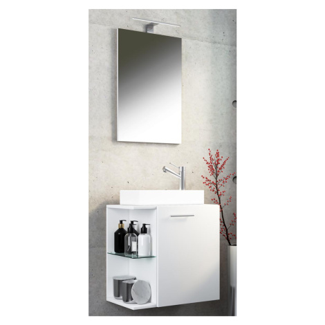 VCM 3dílné umyvadlo pro hosty Hausa se zrcadlem, bílá