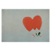 Fotografie Woman painting red heart with paint roller, Malte Mueller, 40 × 26.7 cm