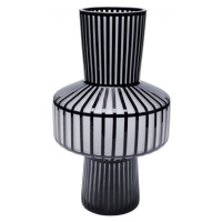 KARE Design Černo-bílá skleněná váza Roulette Belly 42cm