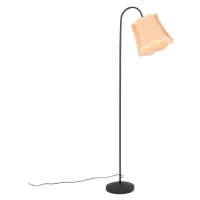Klasická stojací lampa černá se stínidlem zlatá - Nona