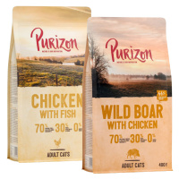 Míchané balení Purizon Adult granule 2 x 400 g - Kuře & ryba Divočák & Kuřecí