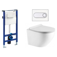 Liv-Fluidmaster Wc set Ring Gips podmítková nádrž do sádrokartonu, mísa, sedátko a bílé/chrom tl