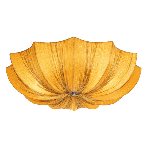 Designové stropní svítidlo zlaté hedvábí 52 cm 3-světlo - Plu QAZQA