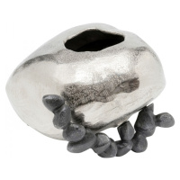 KARE Design Hliníková váza Art Stones - stříbrná, 21cm