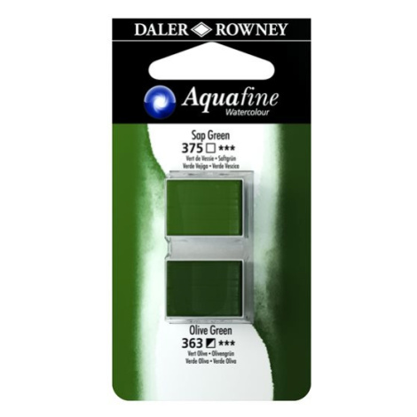 Umělecká akvarelová barva Daler-Rowney Aquafine - dvojbalení - Zemská zelená/ Olivová zelená