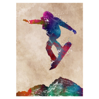 Ilustrace Snowboard Sport Art, Justyna Jaszke, 30 × 40 cm