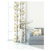 Závěs dekorační nebo látka, OXY Žlutošedé větvičky, šedožlutá, 150 cm