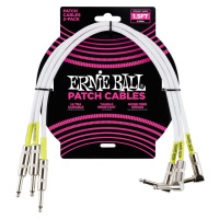 Ernie Ball 1.5' Patch Cable Straight/Angle White - 3 Pack