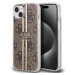 Guess IML 4G Gold Stripe kryt iPhone 15 hnědý