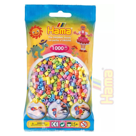 HAMA Korálky dětské zažehlovací pastelové set 1000ks v sáčku midi plast Bam Bam