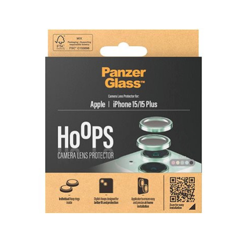 PanzerGlass HoOps Apple iPhone 15/15 Plus - ochranné kroužky pro čočky fotoaparátu - zelený hlin
