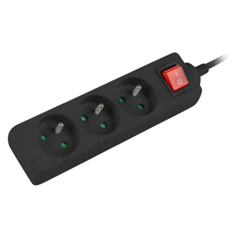 Prodlužovací kabel Lanberg PS1, 3 zásuvky, 3m vypínač, černá NATEC
