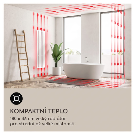 Blumfeldt Ontario 180 x 45 radiátor 1/2" boční připojení, nástěnná instalace, Slim, 485 wattů