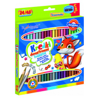 Kik Bambino Oboustranné trojhranné školní tužky 24/48 barev + ořezávátko