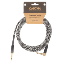 Cascha Professional Line Guitar Cable, Angled, Tweed Black, 3 m