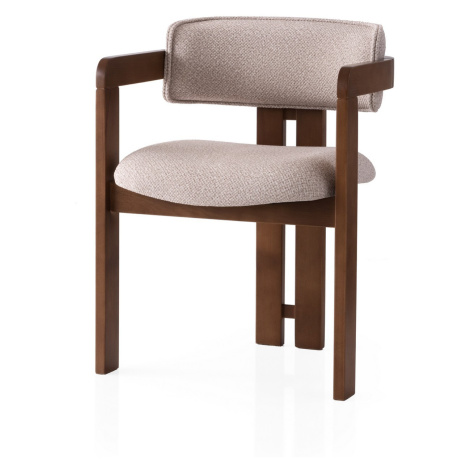 Kalune Design Čalouněná jídelní židle CO z masivu krémová/ořech