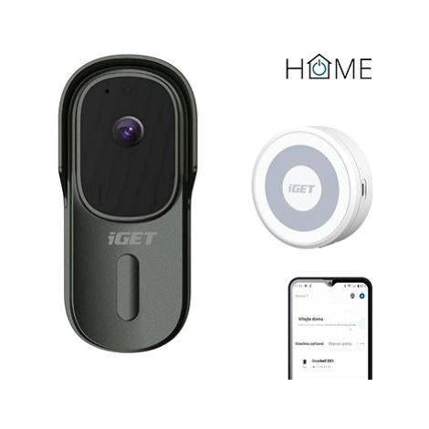 iGET HOME Doorbell DS1 Anthracite + Chime CHS1 White - set videozvonku a reproduktoru