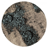 KARE Design Kulatý kusový koberec Kelim Ornament - tyrkysový, Ø200cm