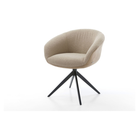 DELIFE Jídelní židle Vinka-Flex s područkami mix materiálů tmavě béžová široká černá křížová pod