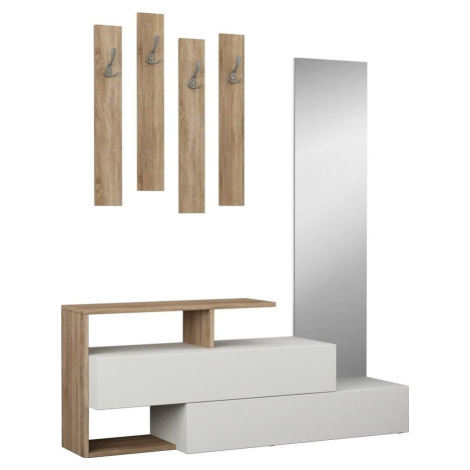 Set botníku se zrcadlem a nástěnného věšáku Ramda Oak Decortie