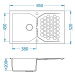 Alveus SENSUAL 30/11 ARCTIC +pop-up sifon, obdélníkový granitový dřez 850x520x200 mm s odkládací