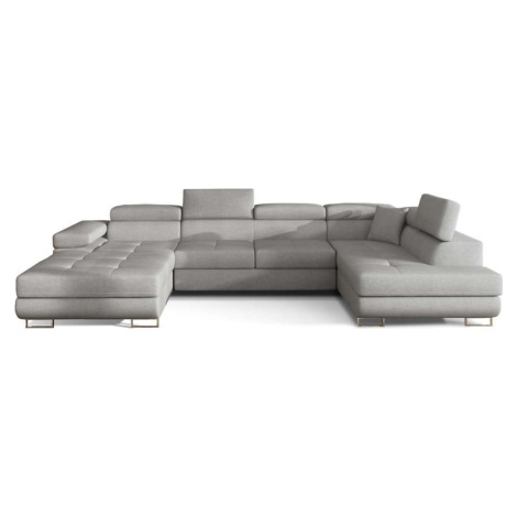 Světle šedá rozkládací/s úložným prostorem rohová pohovka (pravý roh/do "U") Rodrigo – ELTAP