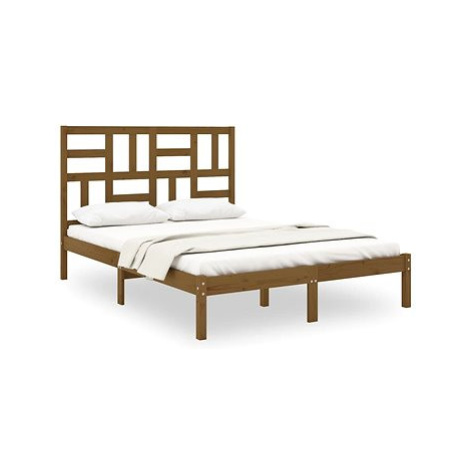 Rám postele medově hnědý masivní dřevo 120 × 200 cm, 3105948 SHUMEE
